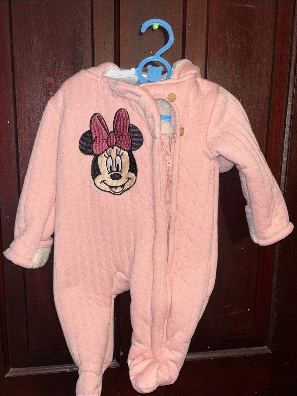 Disney Pink Minnie Mouse Fleece Footed One-Piece